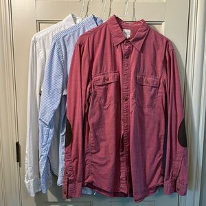 Bundle: Three Men’s Long Sleeve Casual Shirts, Sz M — J. Crew, LE Canvas, Merona